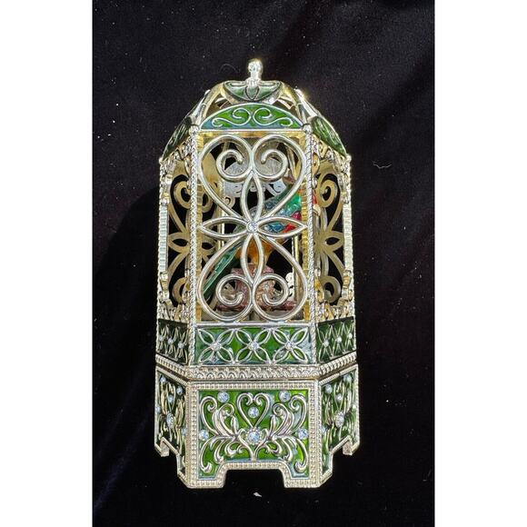 Vintage Chestnut Lane Enamel and Rhinestone Encrusted Bird Cage Exotic Bird -A18 - Picture 7 of 12